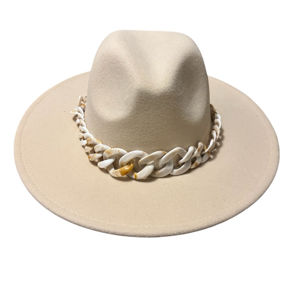 No Boundaries Cream Fedora with Chain Accent